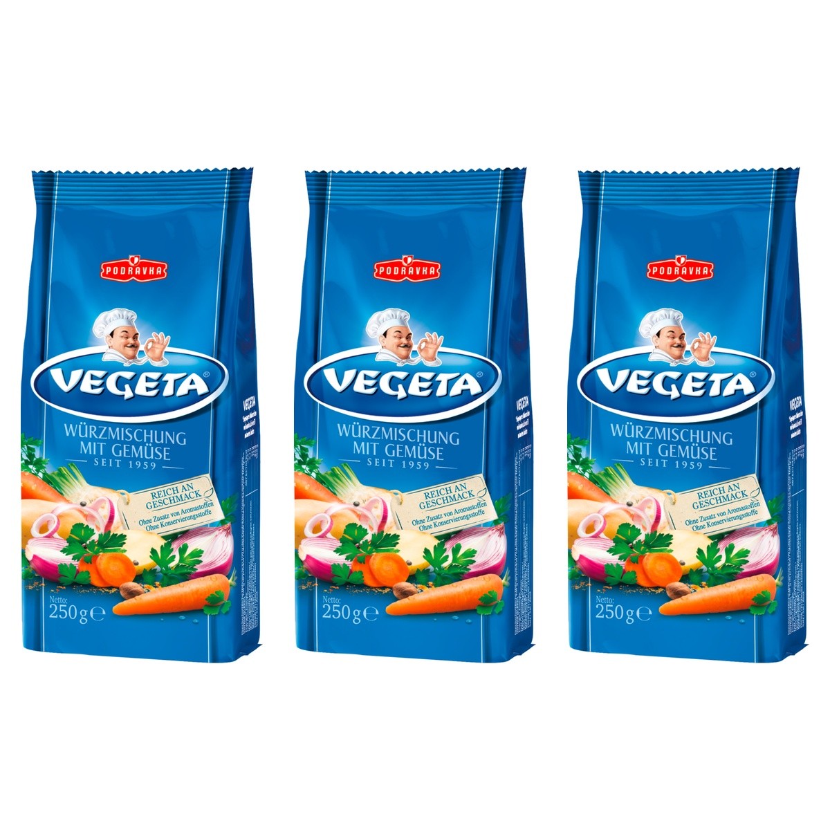 VEGETA Würzmischung mit Gemüse – 3 x 250 g (750 g)