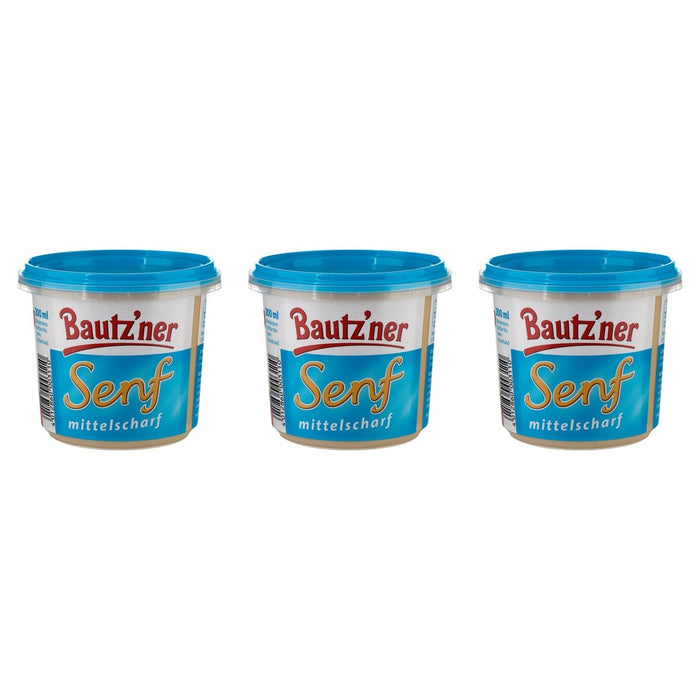 Bautzner mittelscharfer Senf – 3 x 200 ml (600 ml)