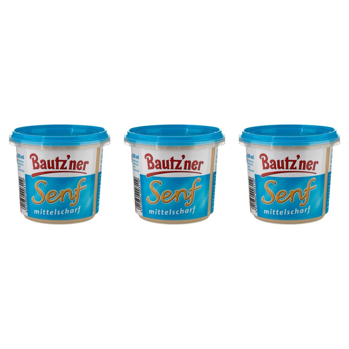Bautzner mittelscharfer Senf – 3 x 200 ml (600 ml)