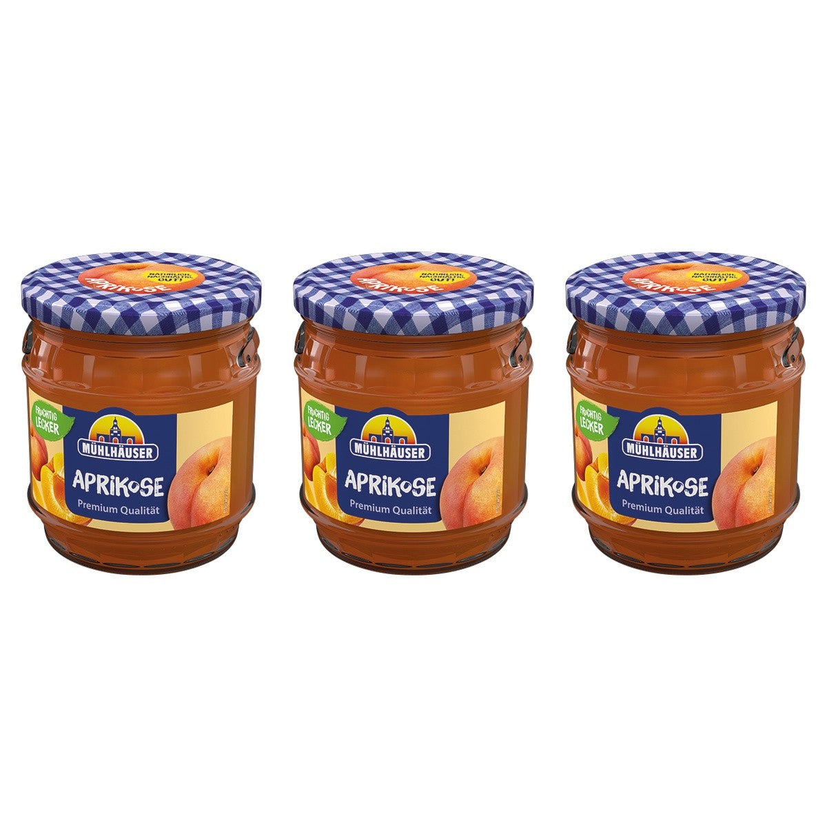 Mühlhäuser Aprikose Konfitüre Extra 50% Frucht – 3 x 450 g (1350 g)