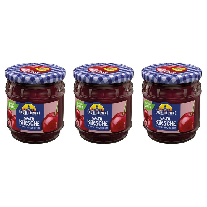 Mühlhäuser Sauerkirschkonfitüre Extra 50%Frucht – 3 x 450 g (1350 g)