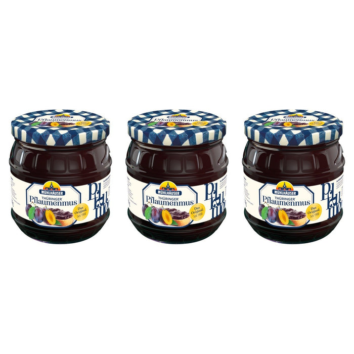 Mühlhäuser Original Thüringer Pflaumenmus pastös – 3 x 450 g (1350 g)