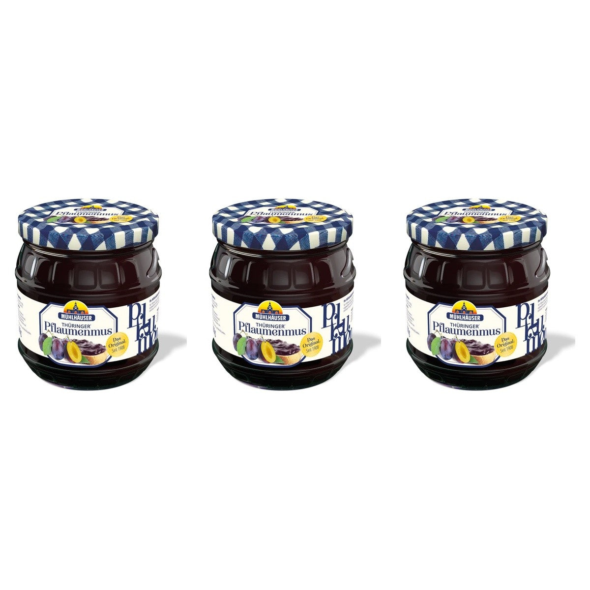 Mühlhäuser Pflaumenmus gewürzt – 3 x 1000 g (3000 g)