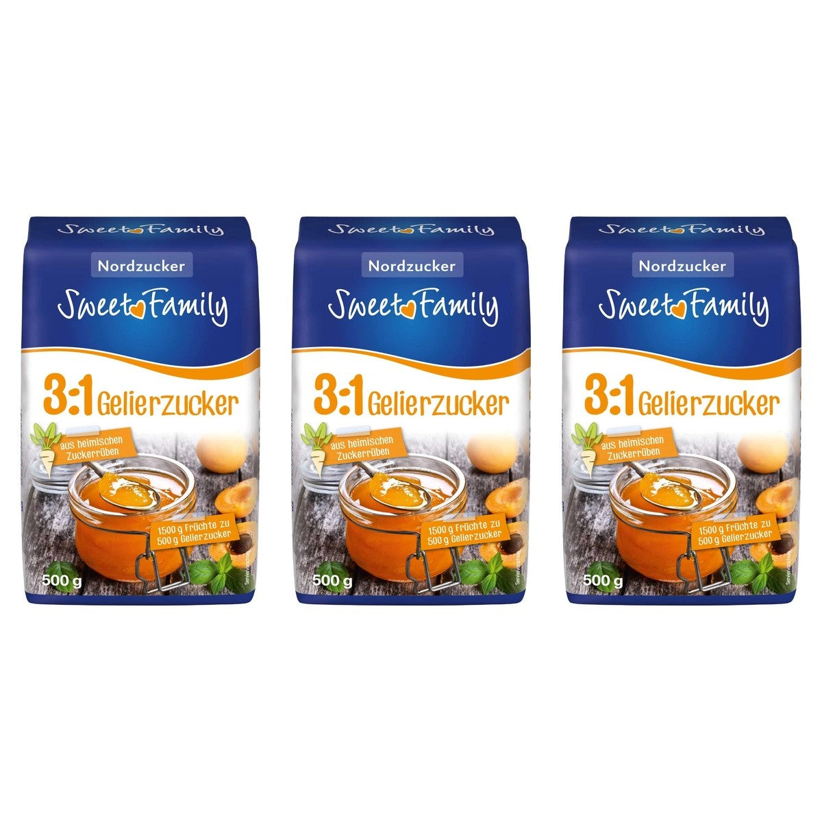 Sweet Family Nordzucker Gelierzucker 3:1 – 3 x 500 g (1500 g)