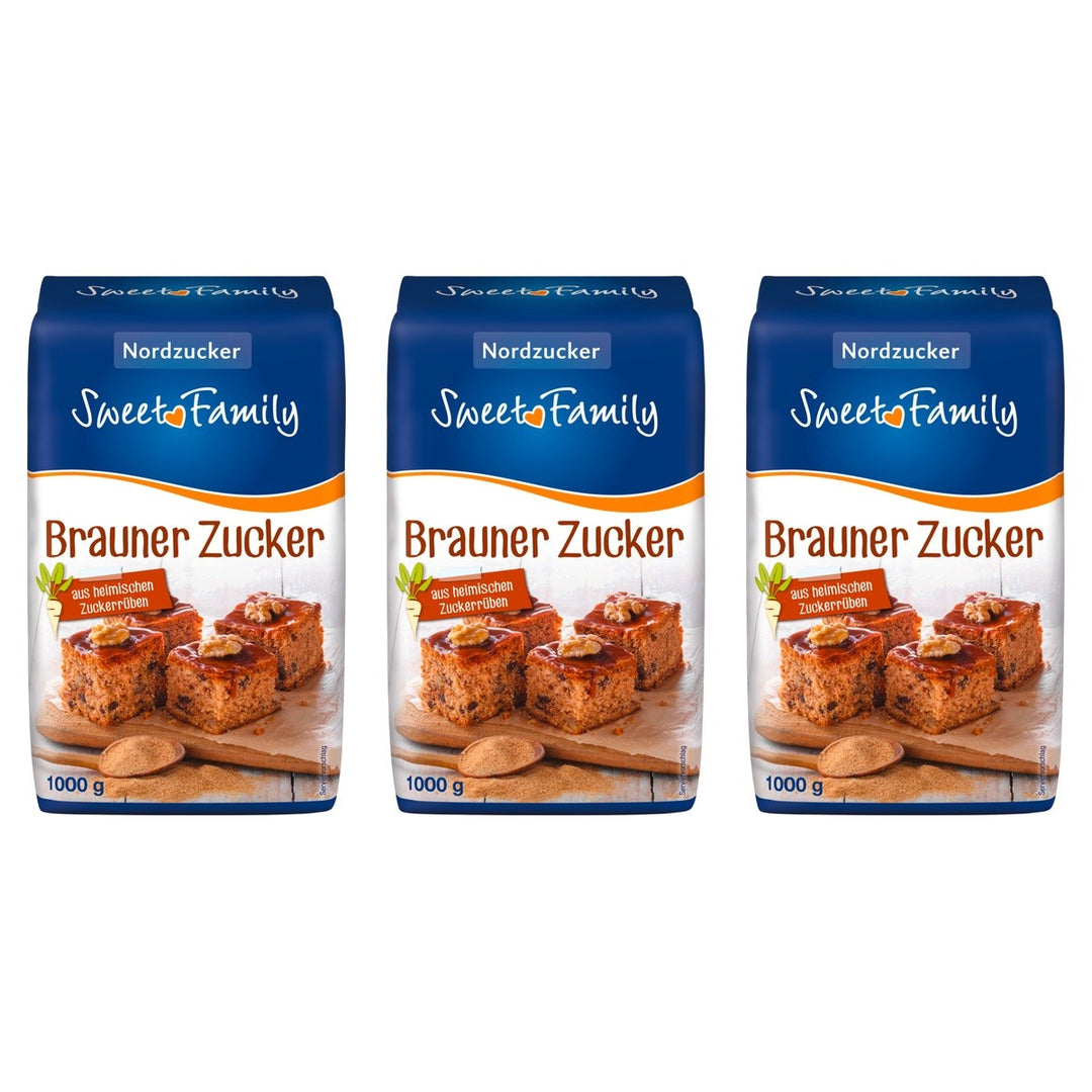 Sweet Family Nordzucker Brauner Zucker – 3 x 1000 g (3000 g)