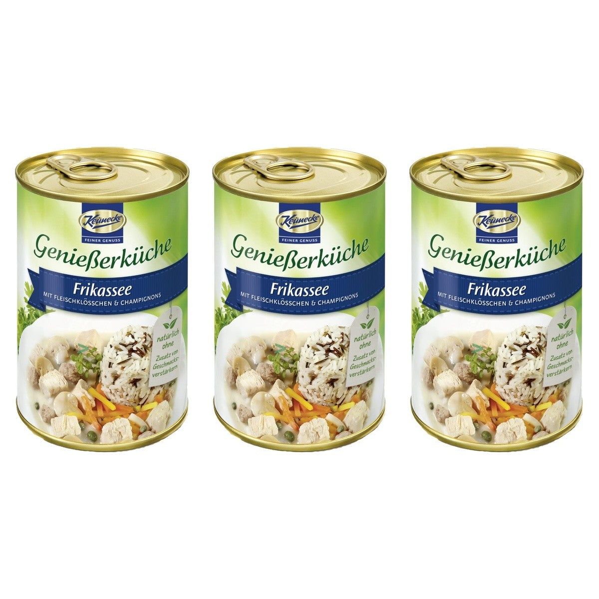 Keunecke Feines für Geniesser Frikassee mit Fleischklößchen und Champignons – 3 x 400 g (1200 g)