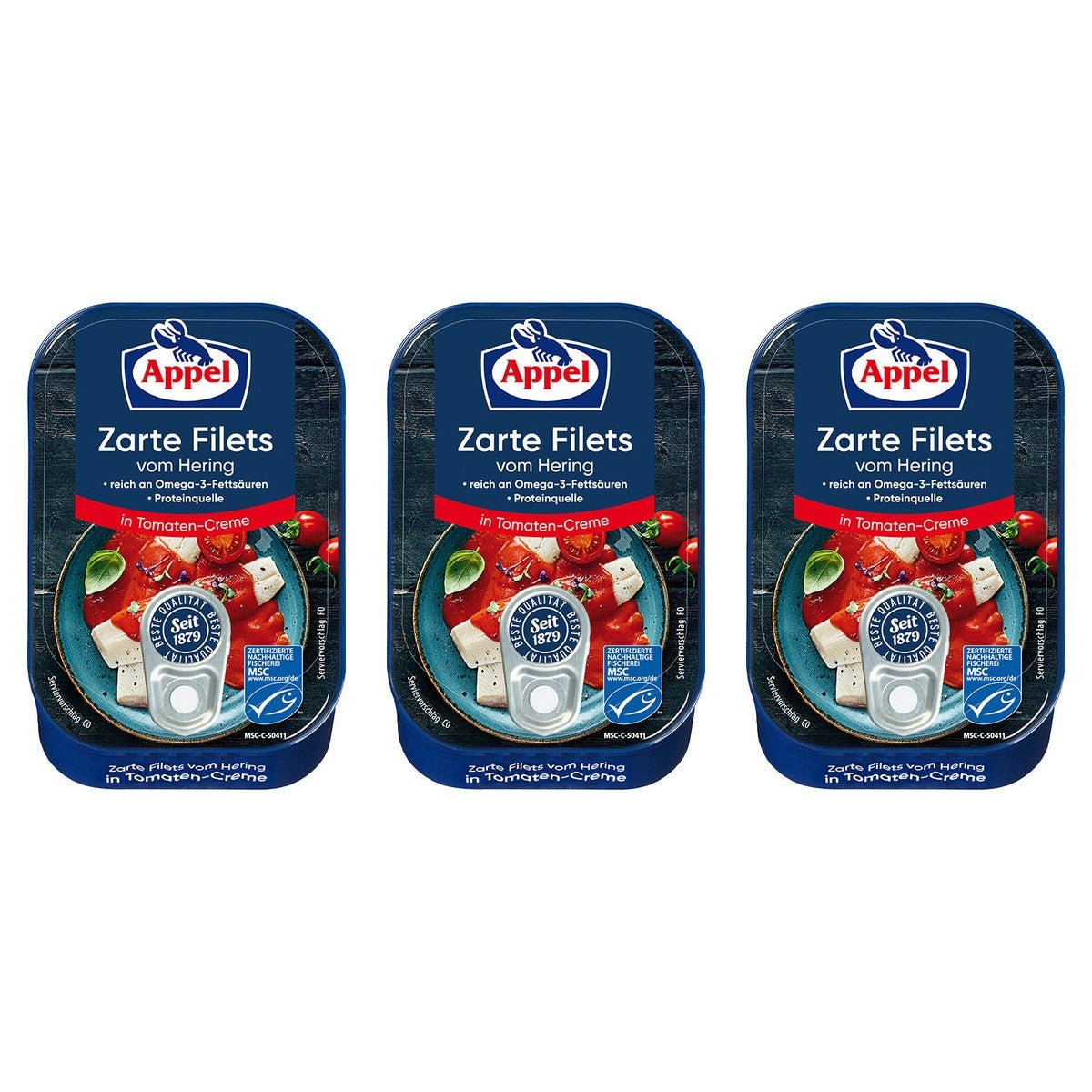 MSC Appel Heringsfilets Tomaten-Creme – 3 x 100 g (300 g)
