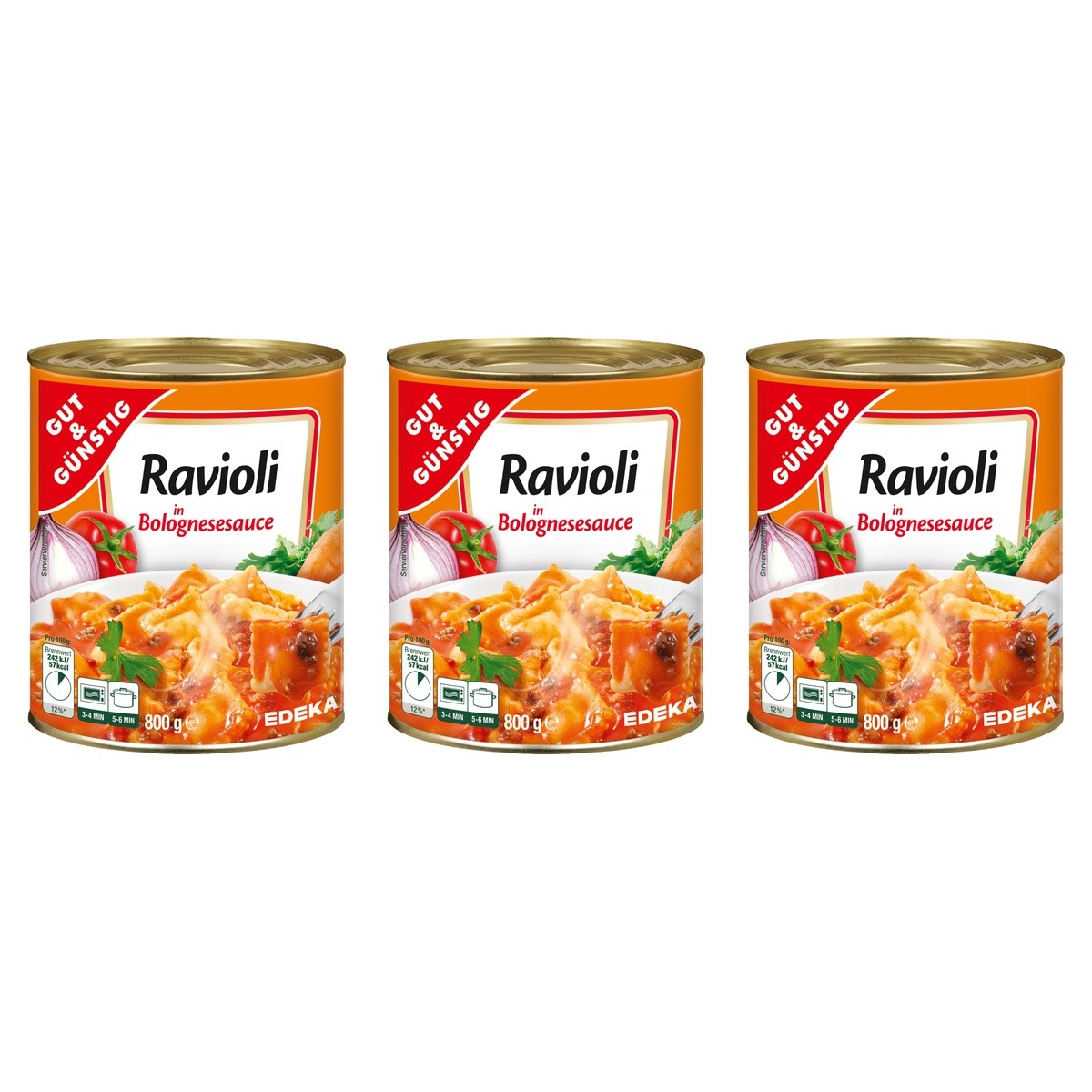 Gut&Günstig Ravioli Bolognese – 3 x 800 g (2400 g)