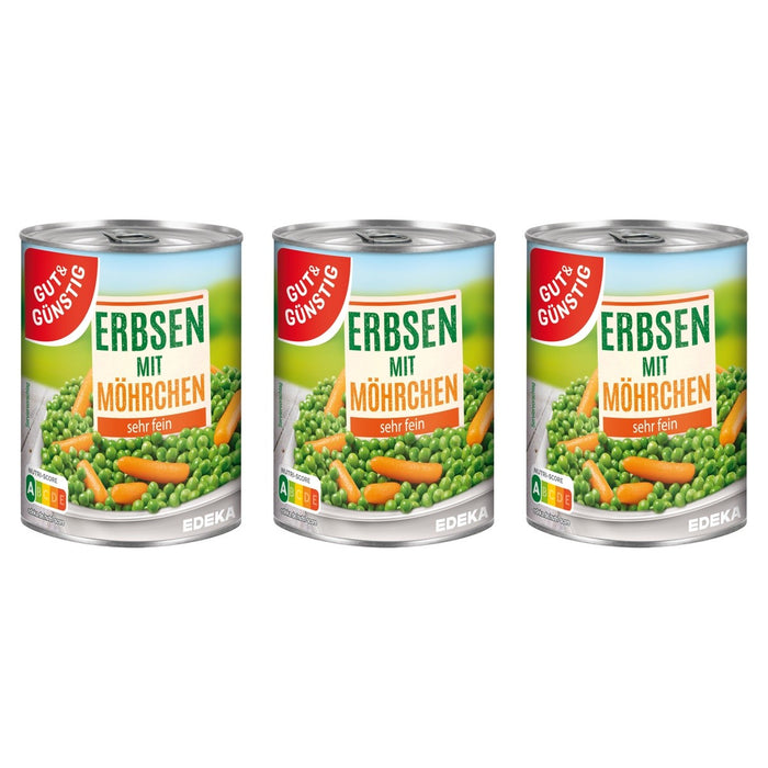 Gut&Günstig Junge Erbsen und Möhrchen sehr fein – 3 x 400 g (1200 g)