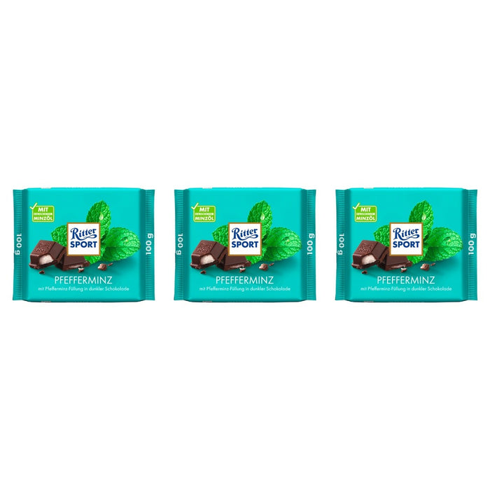 Ritter Sport Pfefferminz Tafel – 3 x 100 g (300 g)