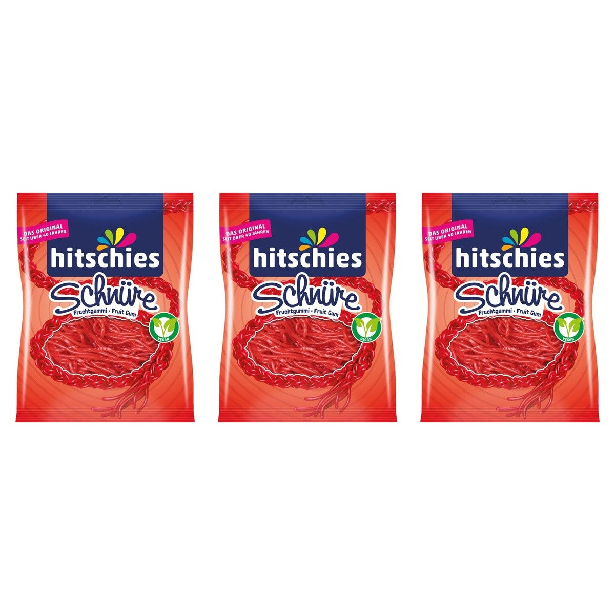 Hitschies Erdbeer-Schnüre – 3 x 125 g (375 g)