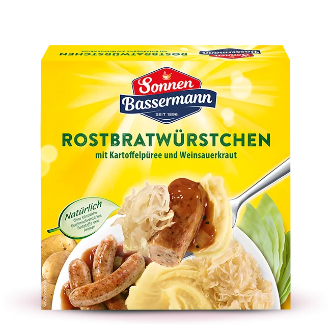 Sonnen Bassermann Rostbratwürstchen mit Kartoffelpüree und Weinsauerkraut 480g
