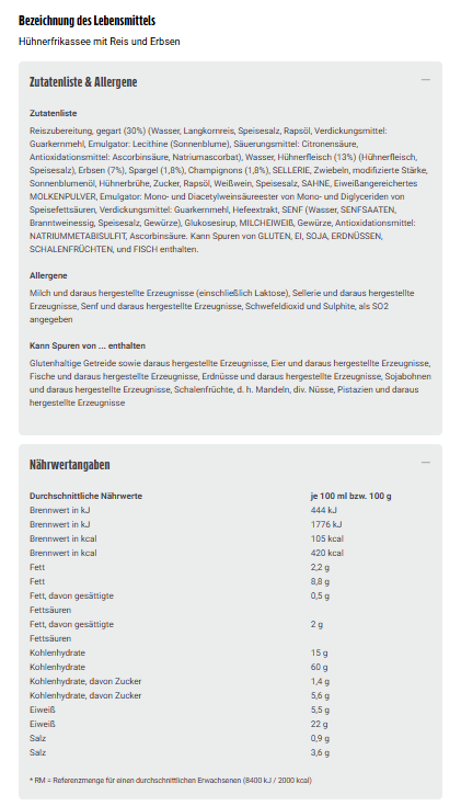 Sonnen Bassermann Hühnerfrikassee 400g