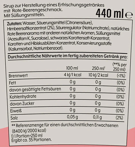 3x SodaStream Sirup Rote Beeren ohne Zucker, 1x Flasche ergibt 9 Liter Fertiggetränk, Sekundenschnell zubereitet und immer frisch (3x440ml)