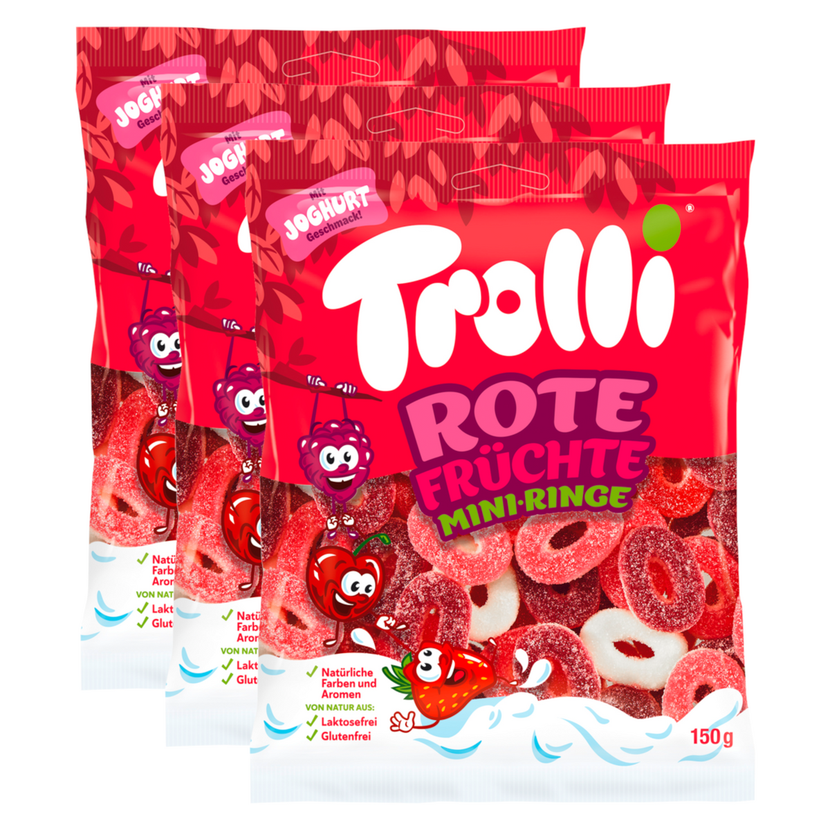 3x Trolli Rote Früchte Mini-Ringe 150g (3x150g)