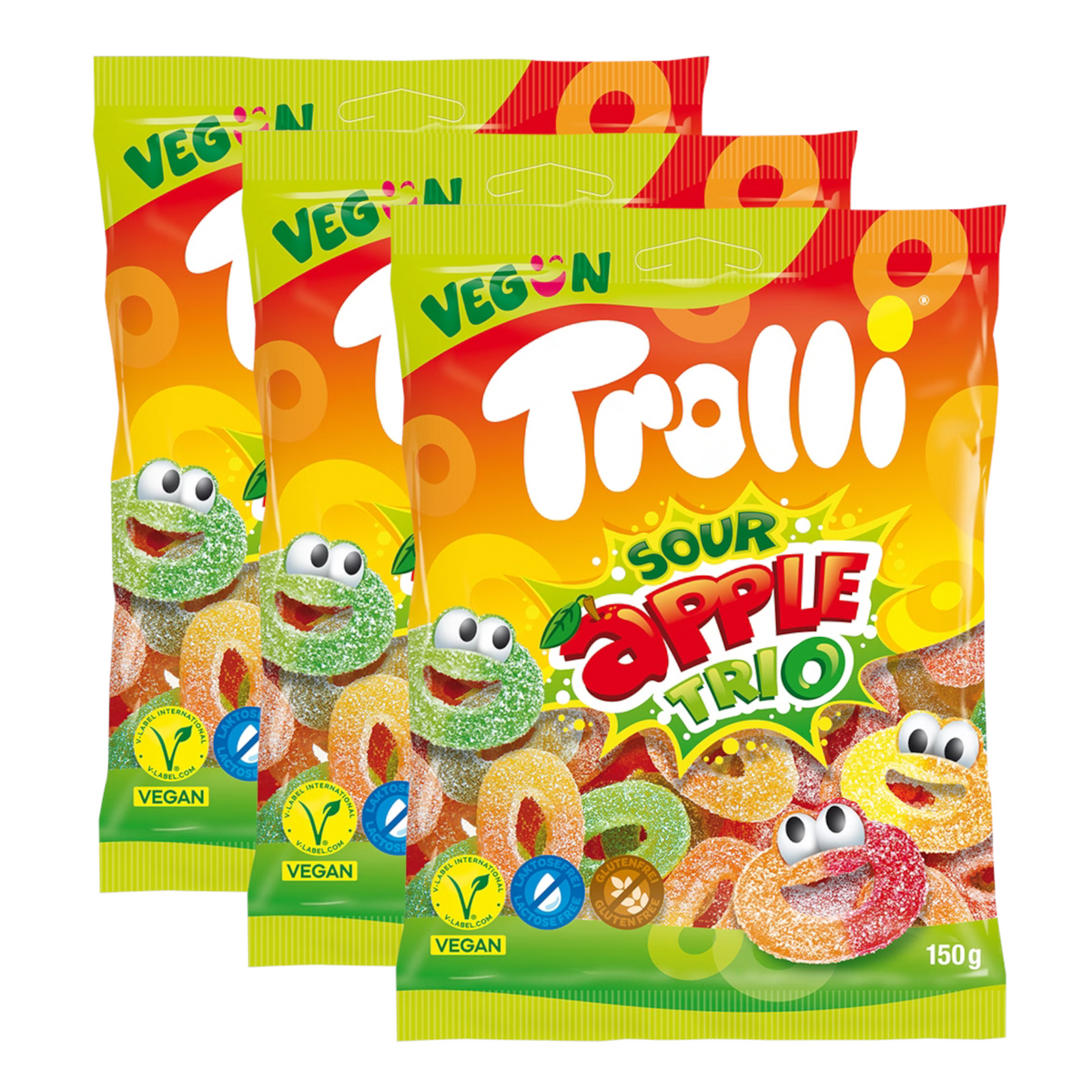 3x Trolli Sour Apple Trio 150g (3x150g)