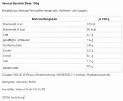 Valenzi Eierstich Dose 100g