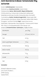 Produktbild anzeigen: 3x Zetti Bambina Erdbeer Schokolade 90g (3x90g)
