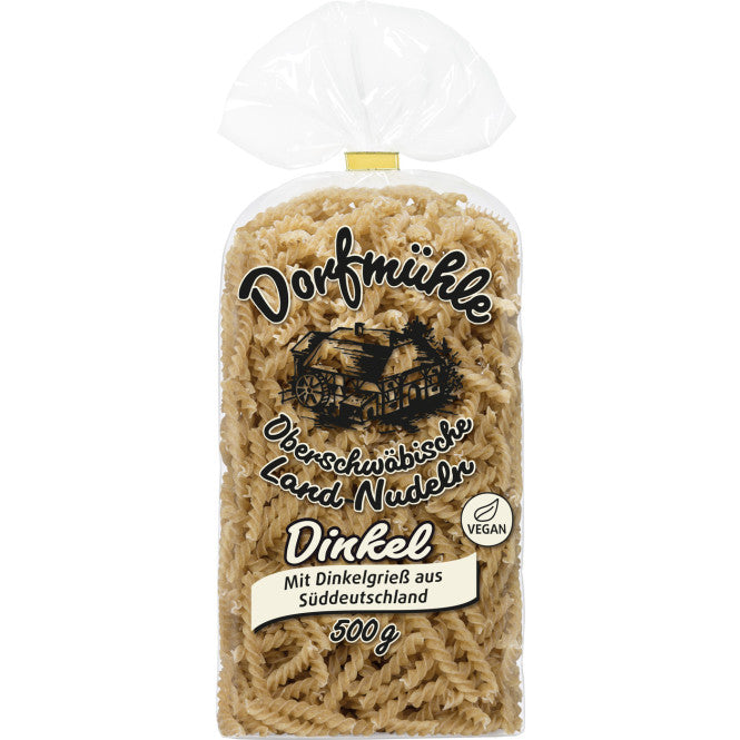 12x Dorfmühle oberschwäbische Land-Nudeln Dinkel Spiralen Nudeln 500g (12x500g)