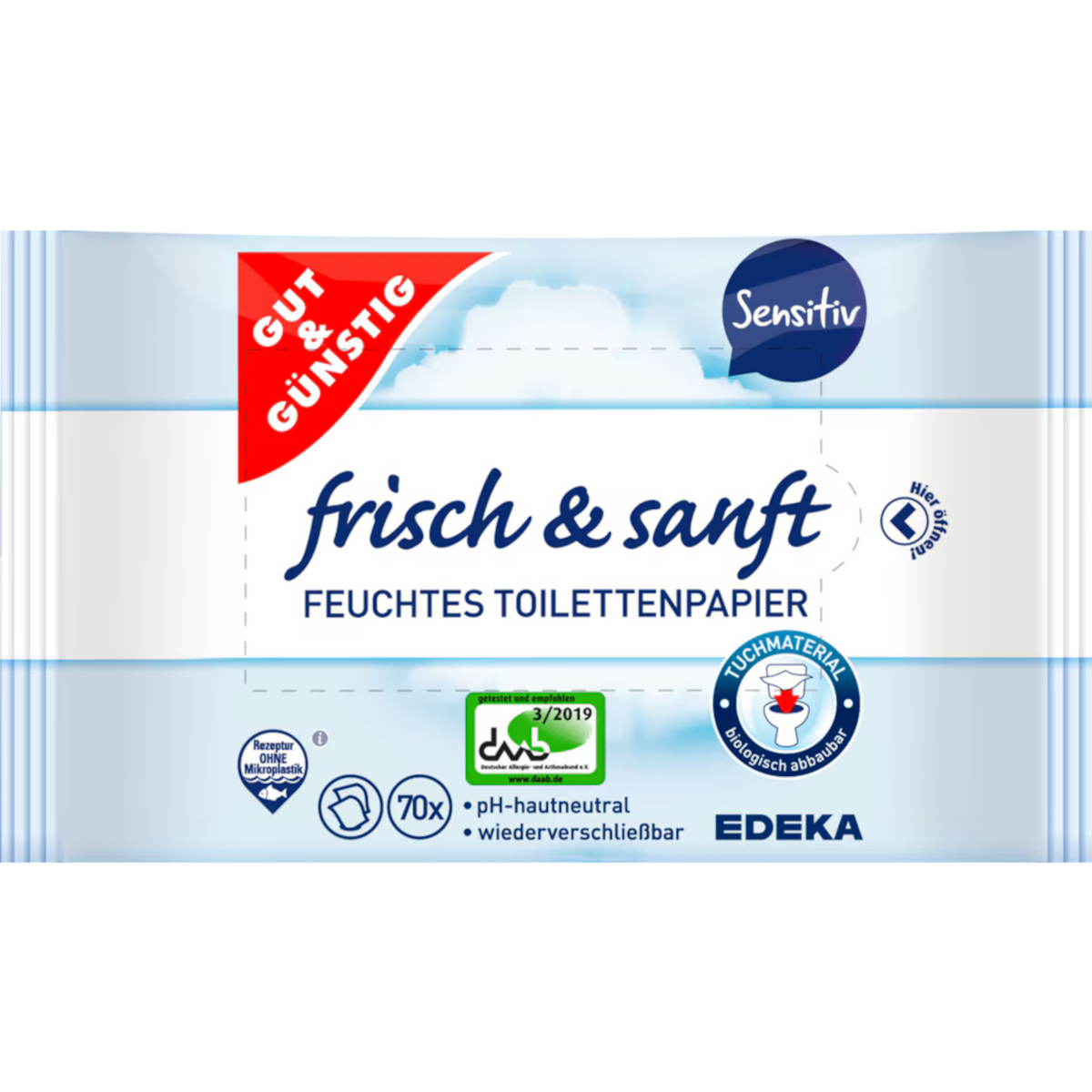 G&G Feuchtes Toilettenpapier Sensitive 2x70er