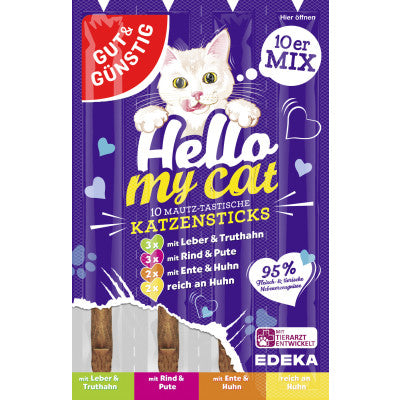 5x  Gut & Günstig Hello My Cat Katzensticks Mix 10ST 50G (5x50g)