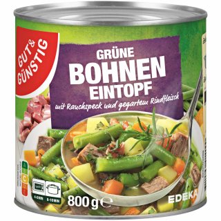 Grüne Bohnen Eintopf mit Rauchspeck und Rindfleisch 800g