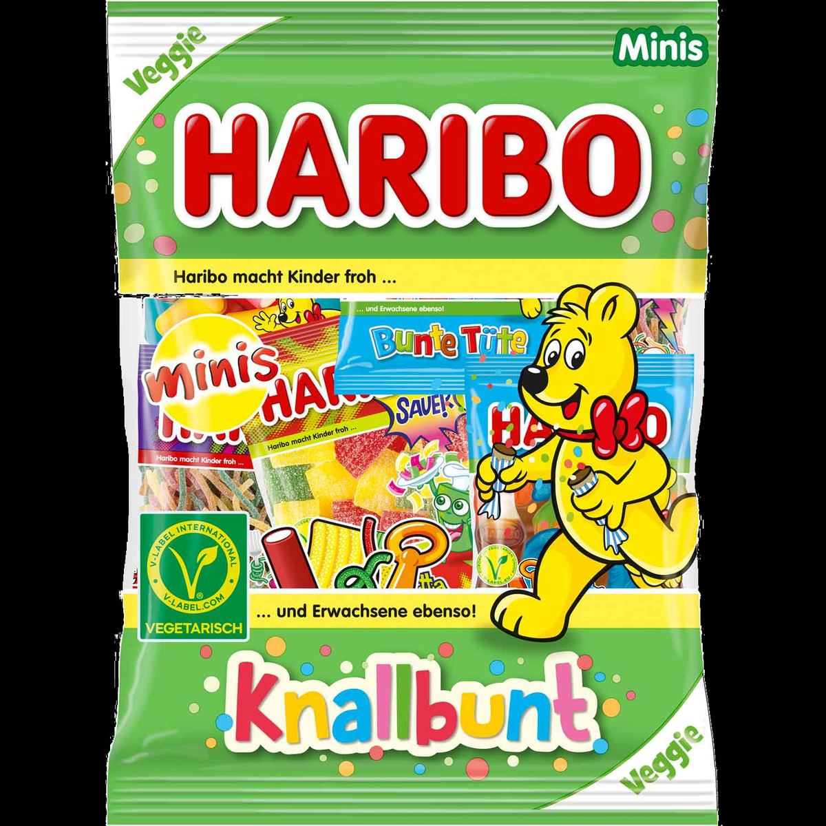 Haribo Fruchtgummi Mischung teilweise mit Cola Geschmack Knallbunt Minis 230g