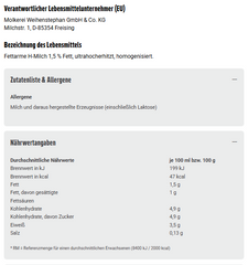 12x Weihenstephan H-Milch 1,5% 0,5l (12x0,5l)